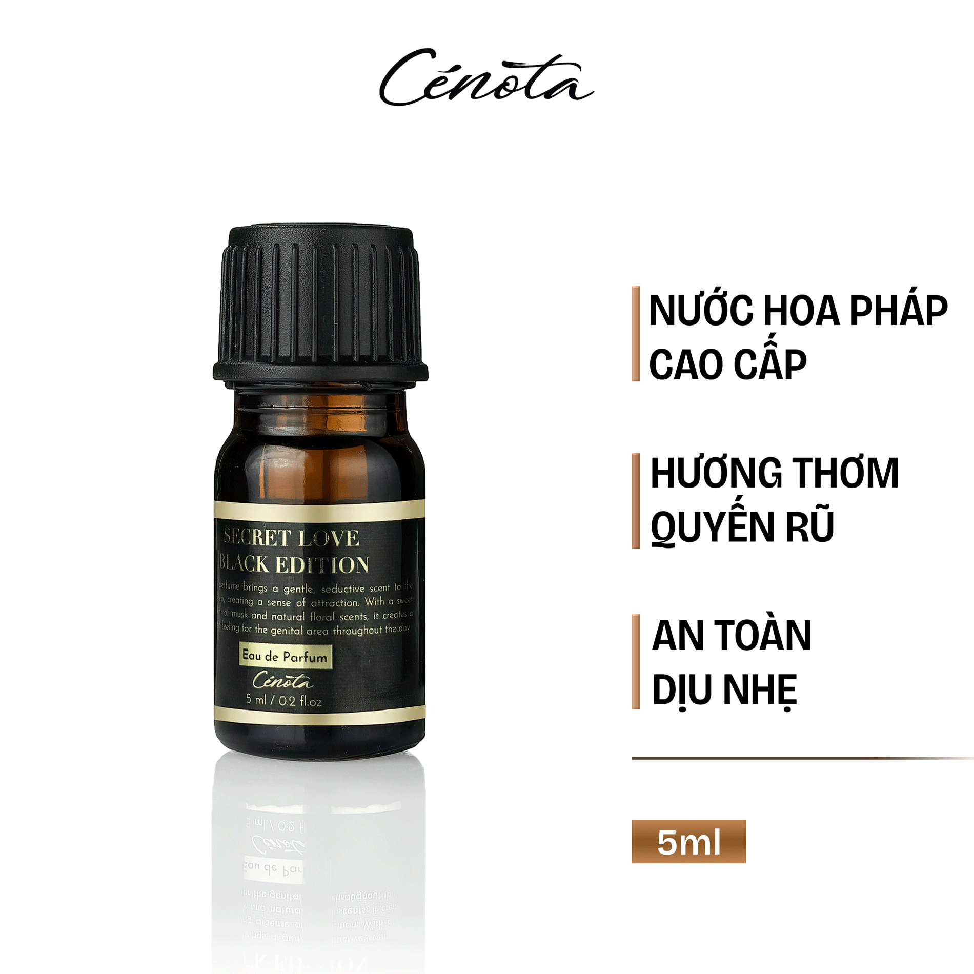 [Che tên] Nước Hoa Vùng Kín Cenota Secret Love Black Edition 5ml, Nước Hoa Bikini Đẳng Cấp Hương Liệu 100% Từ Pháp