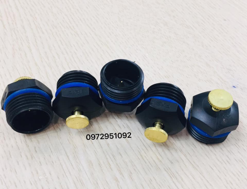 Bịch 10 Béc Tưới Cây Phun Mưa Chỉnh Lưu Lượng Ren 21