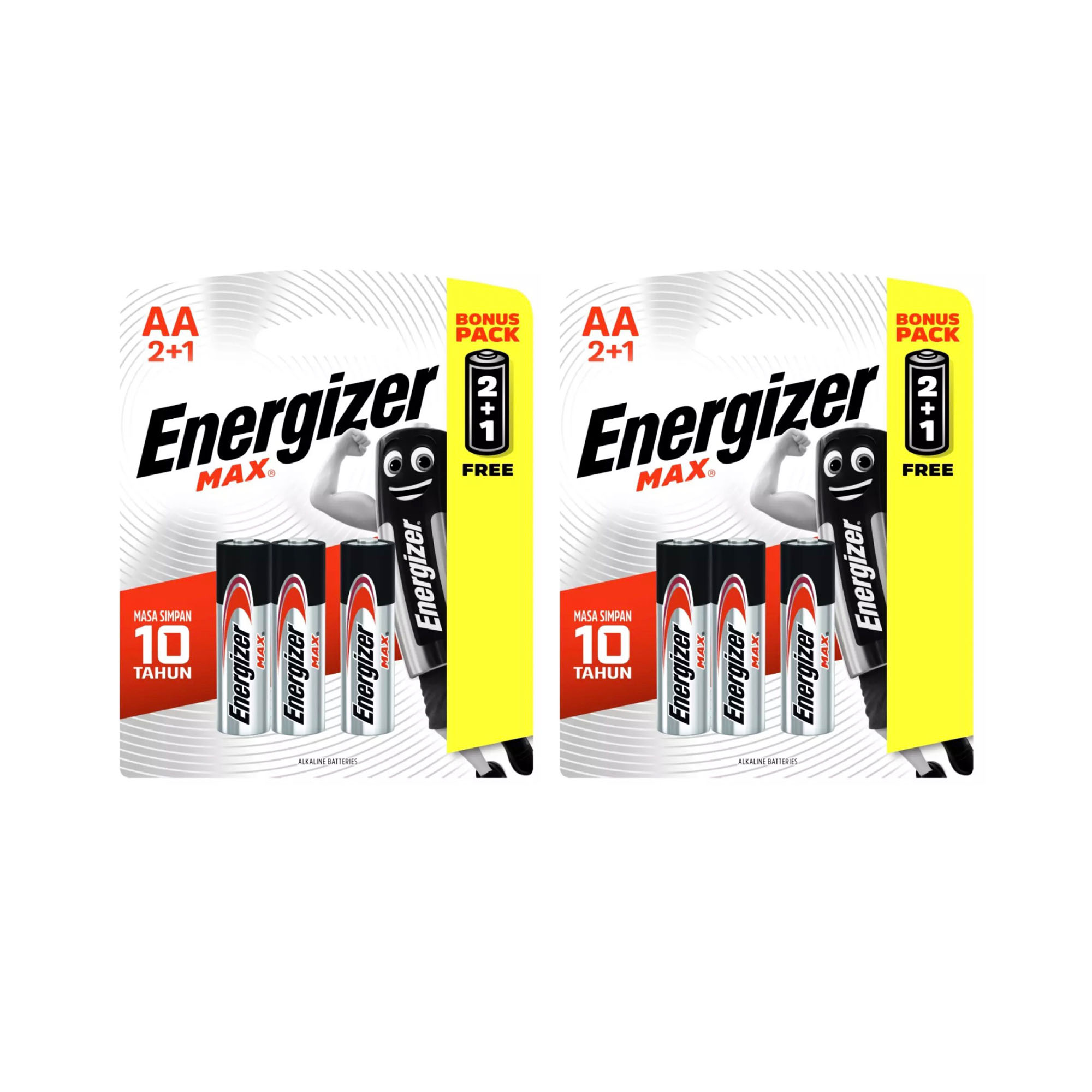 Bộ 2 vỉ pin energizer alkaline max aa e91 2+1
