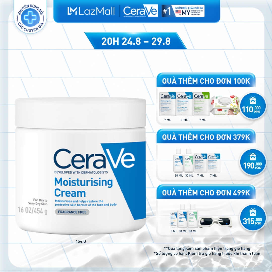 Kem dưỡng thể dành cho da khô và rất khô Cerave Moisturizing Cream 454g