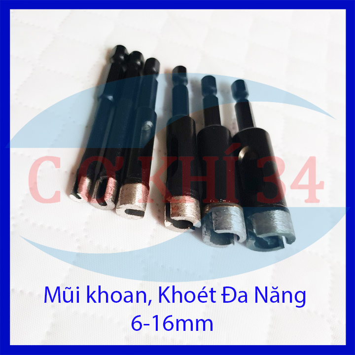 Mũi khoan đa năng, Mũi khoét gạch đá granit, gạch men, gốm, thủy tinh... 6-16mm Chuôi lục giác