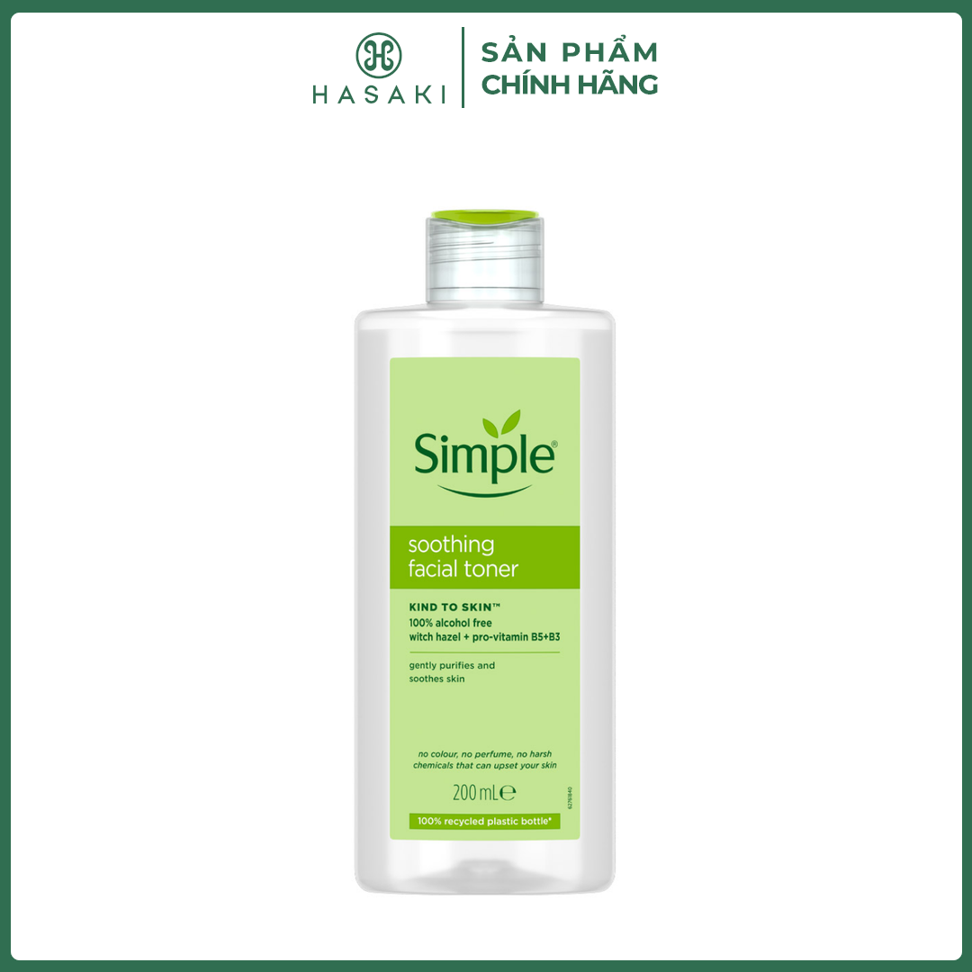 Nước Hoa Hồng Simple Làm Dịu Da & Cấp Ẩm 200ml Kind to Skin Soothing Facial Toner Hasaki Sản Phẩm Chính Hãng