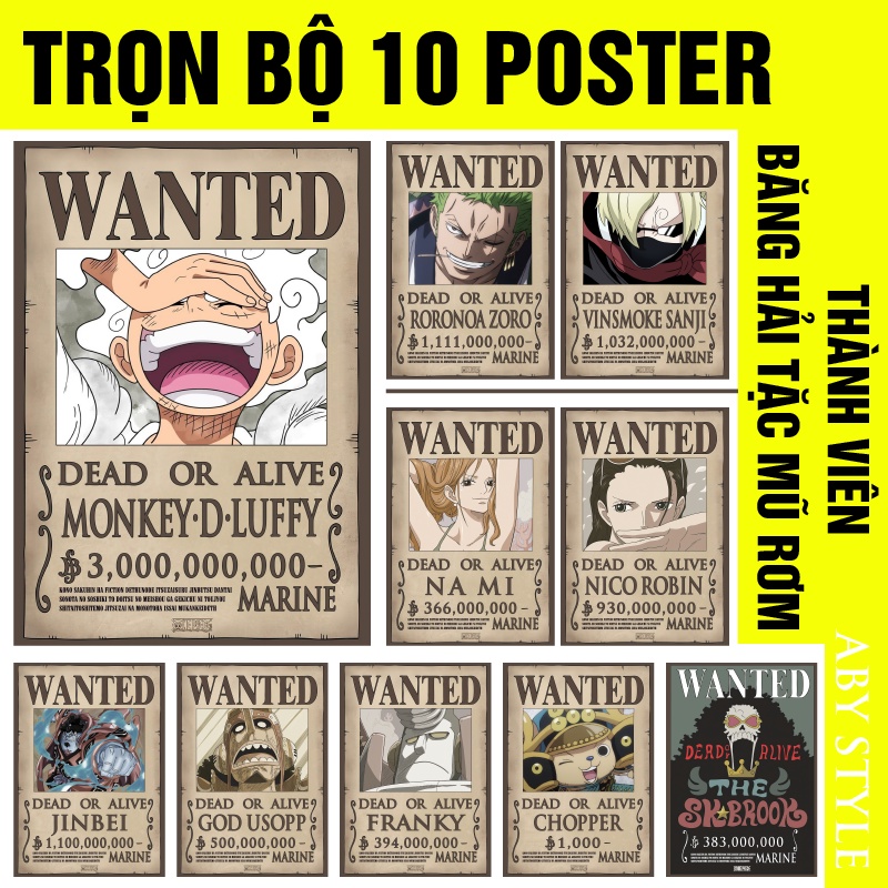 Bộ 10 Poster One Piece A4, Lệnh Truy Nã Băng Mũ Rơm, Đảo Hải Tặc, Anime,  Luffy, Zoro Dán Tường Thiết Kế Siêu Đẹp | Lazada.Vn