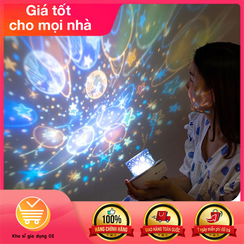Đèn ngủ chiếu sao 3D, đèn nhiều họa tiết chiếu trần xoay tự động