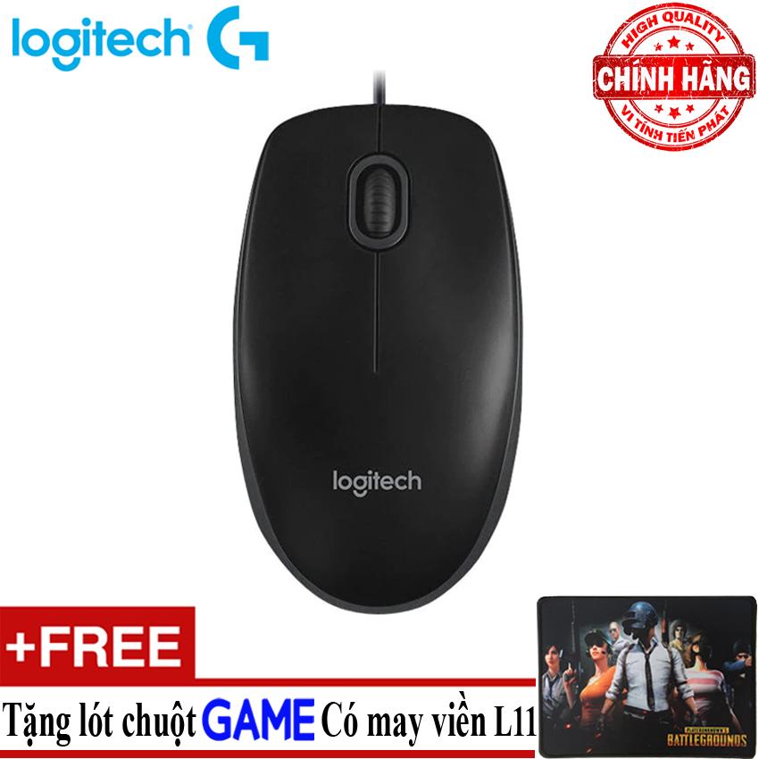 Chuột có dây Logitech B100 + Tặng miếng lót chuột L11