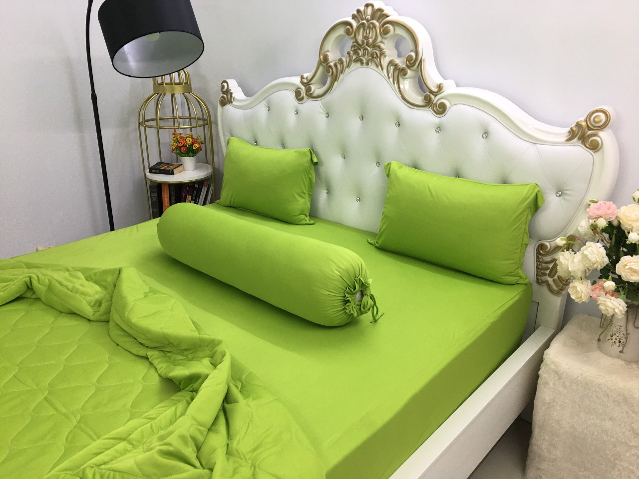 [HCM]Bộ drap thun Hàn Quốc loại 1 có mền 5 món ( 1 drap + 1 chăn chần bông + 3 áo gối)hoặc mền lẻ .