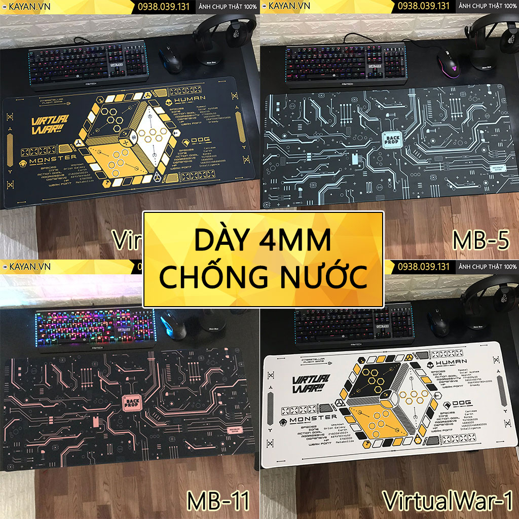 Miếng lót chuột, bàn di chuột chống nước chuyên game dày 4mm