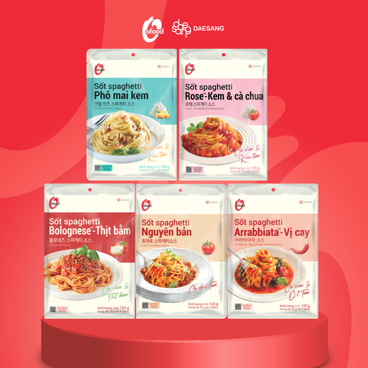 Sốt Spaghetti O'Food gói 120g sốt mì ý tiện lợi ngon chuẩn vị nhà hàng