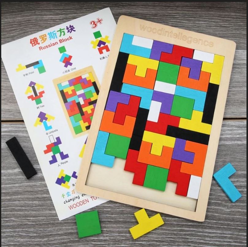 Đồ chơi xếp hình thông minh Tetris size - xếp hình bằng gỗ cho bé