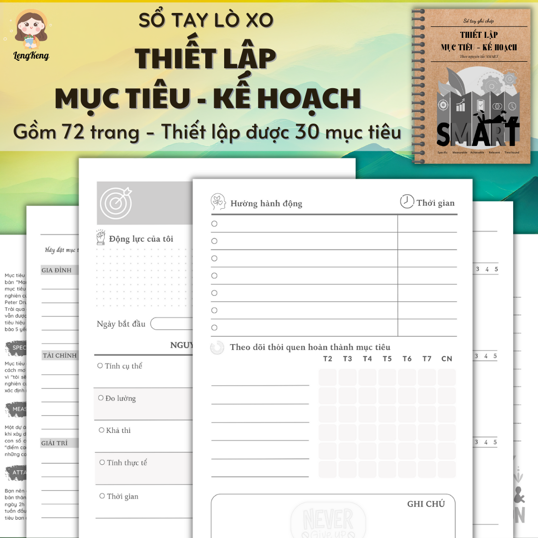 🌈 Sổ tay Thiết lập Mục tiêu - Kế hoạch - Goal Planner - Sổ tay kế hoạch cuộc đời, phát triển bản thân