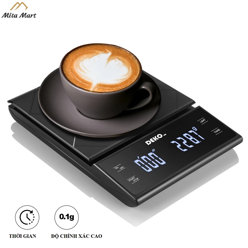 Cân tiểu ly điện tử để bàn CF-3 định lượng 3kg/0.1g cảm ứng màng hình LCD độ chính xác cao - Cân cafe nhỏ giọt hẹn giờ thông minh chuyên pha chế