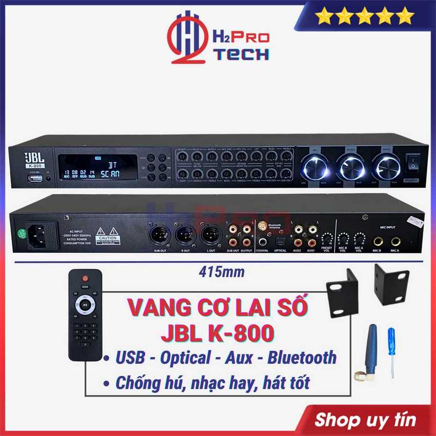 Vang cơ lai số jbl k800 chống hú bluetooth - optical, vang karaoke jbl âm thanh số - h2pro tech