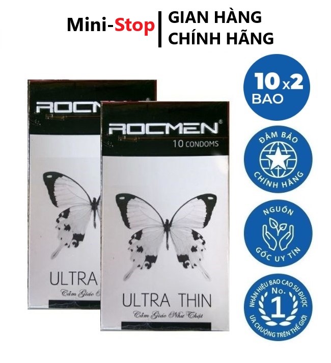 Bộ 2 hộp bao cao su siêu mỏng rocmen ultra thin
