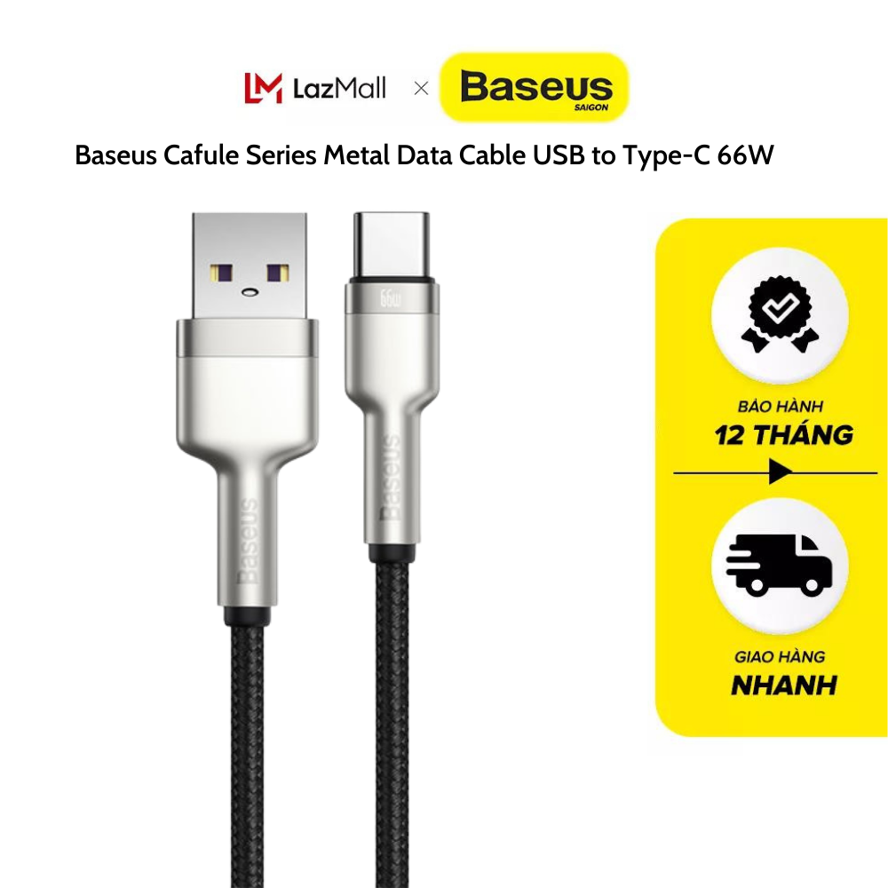 Cáp sạc nhanh, siêu bền Baseus Cafule Series Metal Data Cable USB to Type-C 66W