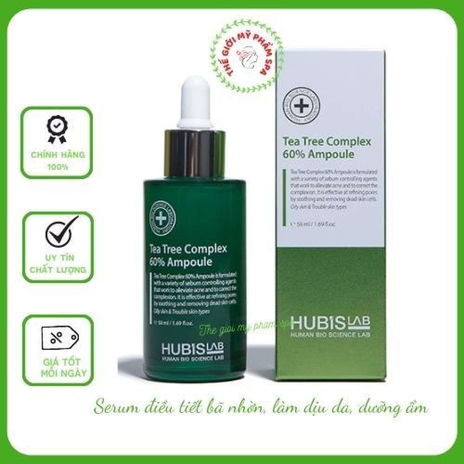 Tinh chất serum Tea Tree complex 60% cho da dầu mụn Hubislab chính hãng Hàn Quốc 50ml | Thegioimyphamspa