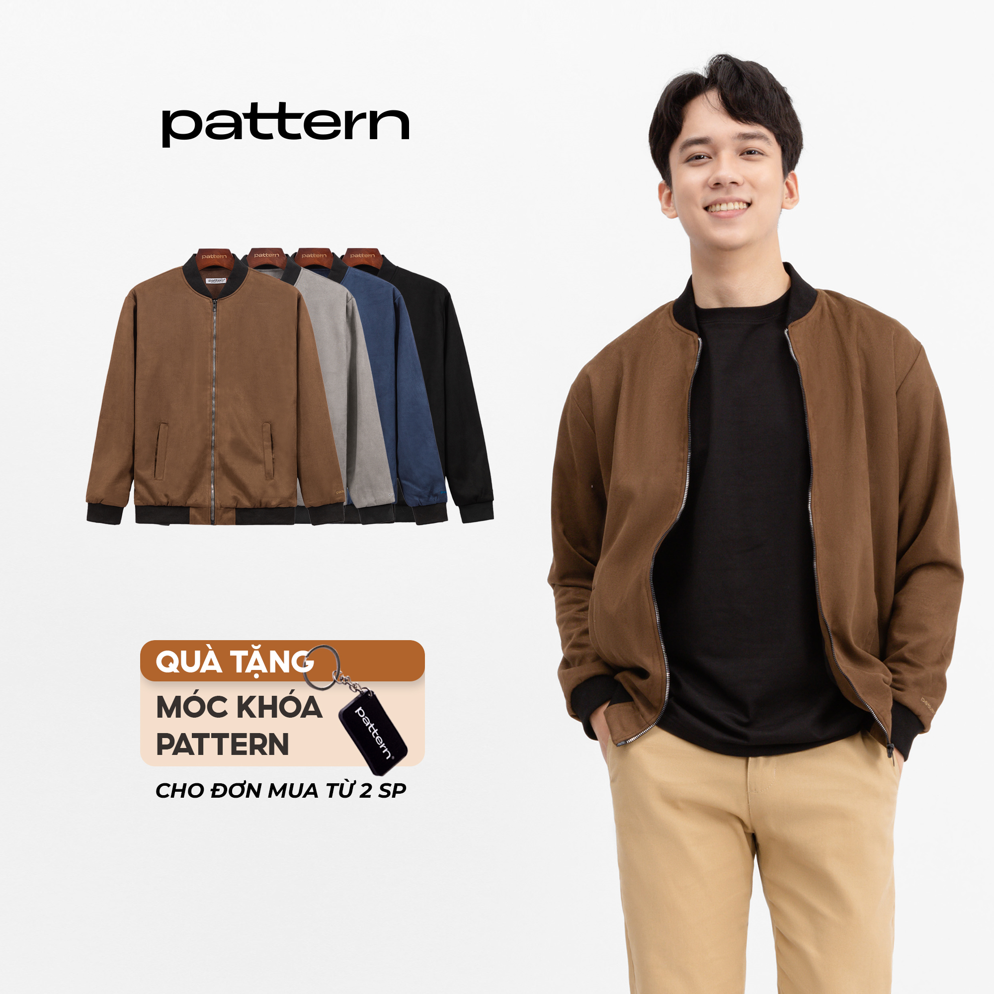 Áo khoác bomber da lộn pattern pk005