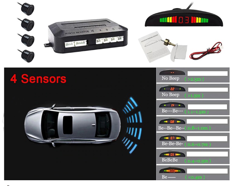 CẢM BIẾN LÙI 4 mắt, cảnh báo va chạm Ô tô loại mắt nhỏ siêu đẹp bảo hành 6 tháng