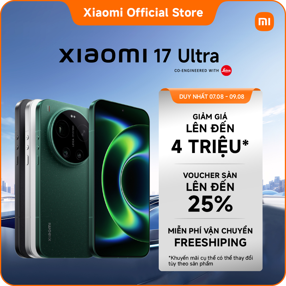 Điện thoại thông minh Xiaomi 17 Ultra (16+512GB|16+1TB|Bản đặc biệt)| Pin 6.000mAh (typ) siêu lớn| Ống kính quang học Leica UltraPure| Vi xử lý Snapdragon 8 Elite Gen 5