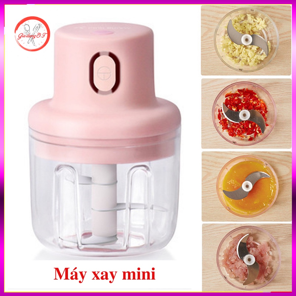 Máy xay tỏi ớt mini đa năng loại tốt 250ml xay thịt xay sinh tố xay đồ ăn dặm cho bé giá rẻ