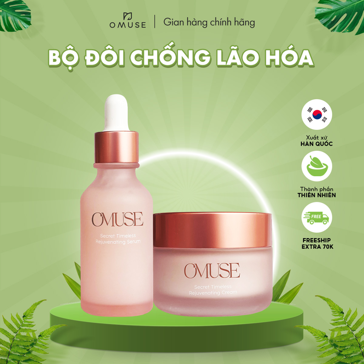 Bộ đôi kem dưỡng và serum chống lão hóa chuyên sâu O’Muse Secret Timeless Rejuvenating