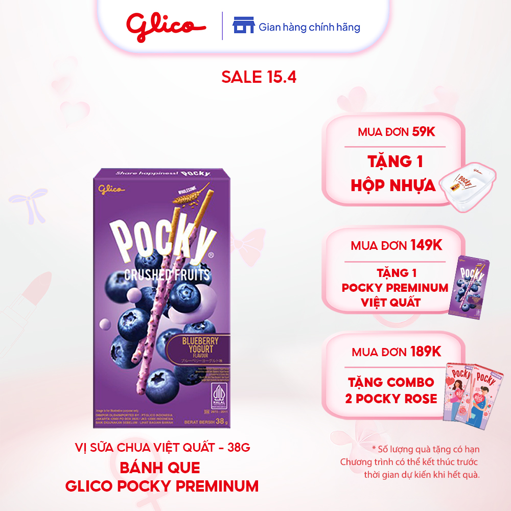 Hộp Lẻ - Bánh Que Pocky Premium Trái Cây Nghiền Vị Sữa Chua Việt Quất 38g