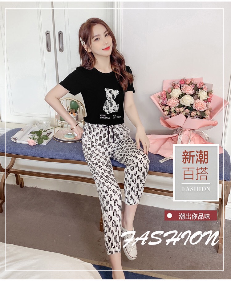 Set bộ thời trang gấu thêu hoạ tiết siêu hot