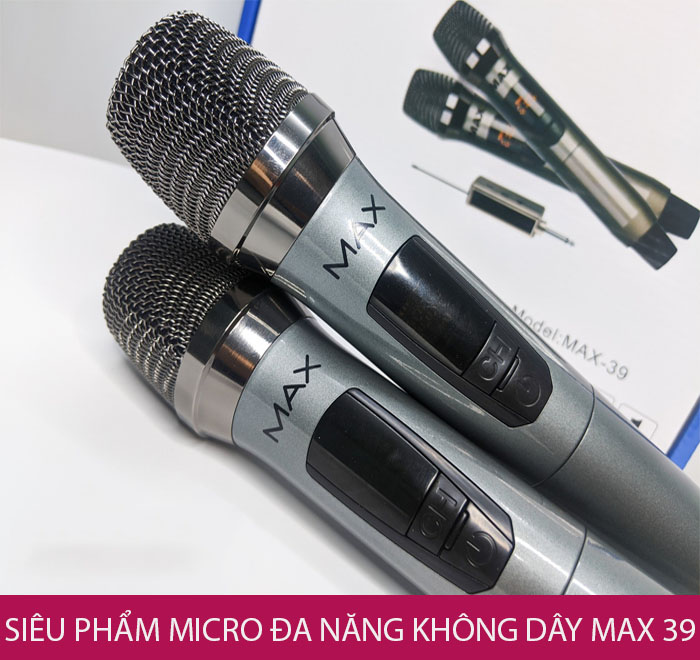 [ XẢ KHO 3 NGÀY ] Trọn Bộ Micro Không Dây Đa Năng Max 39 - Micro Không Dây Hát Karaoke Đa Năng Max-39 Sóng Mạnh, Hút Âm Tốt Sử Dụng Loa Kéo, Amply Hát Cực Hay, Chống Hú Tốt Màn Hình Led Hiển Thị, BẢO HÀNH 12 THÁNG.