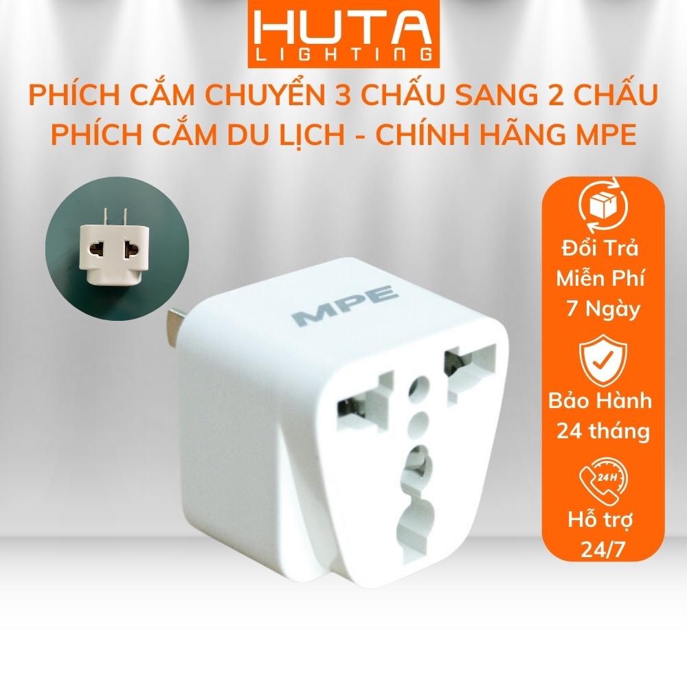 Phích chuyển đổi từ 2 chân dẹp sang ổ đa năng ad1, phích cắm du lịch chính hãng mpe, chân cắm dẹp