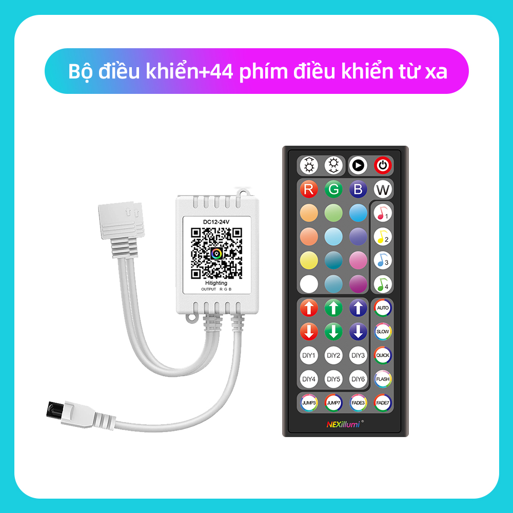 Phụ kiện dải đèn LED, Remote 44 phím, Bộ điều khiển, Bộ chuyển đổi, Đầu nối
