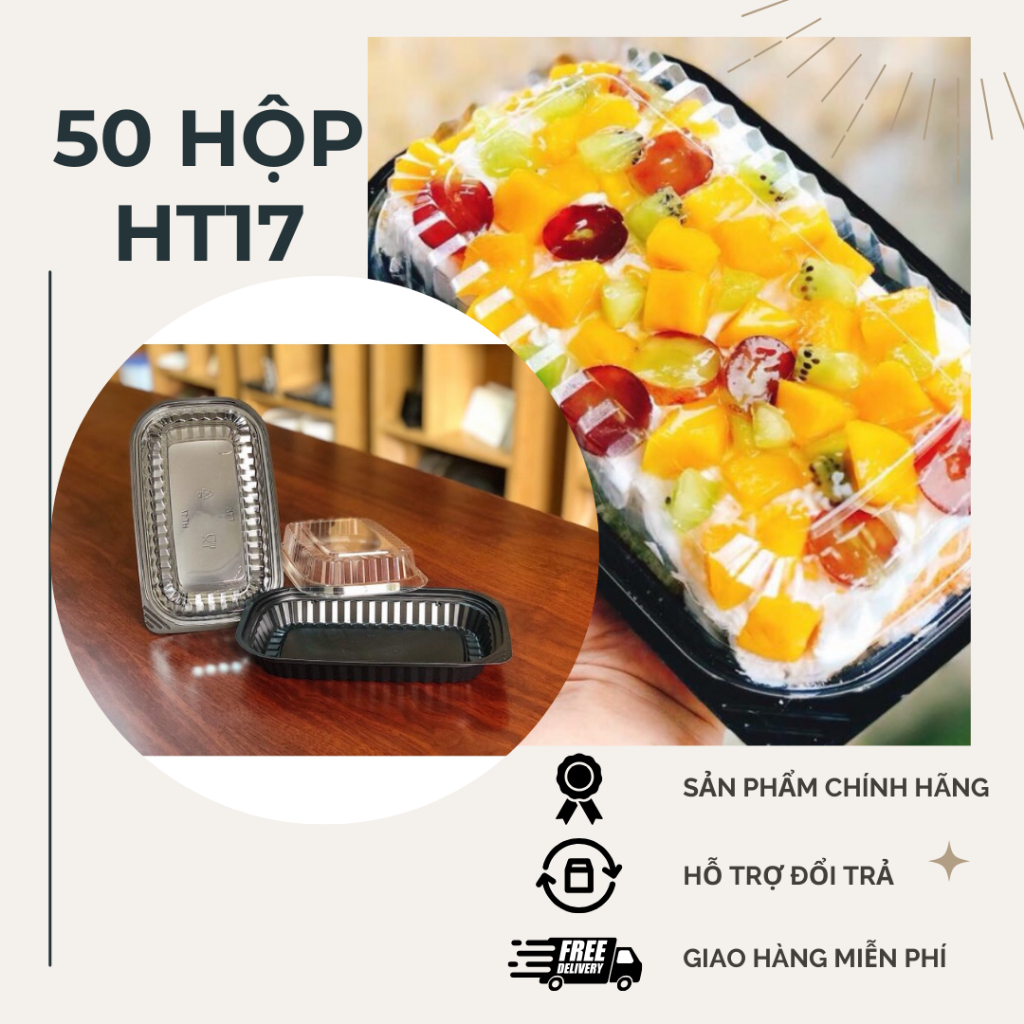 Set 50 Hộp Nhựa Đế Đen Kèm Nắp Dùng 1 Lần HT17