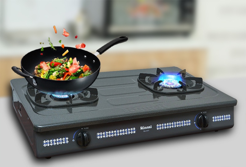 Bếp gas dương Rinnai RV-377G(N) mặt men màu xám bảo hành 2 năm
