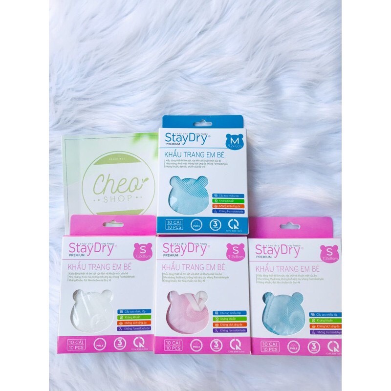 Khẩu trang em bé StayDry 3D hộp 10 cái