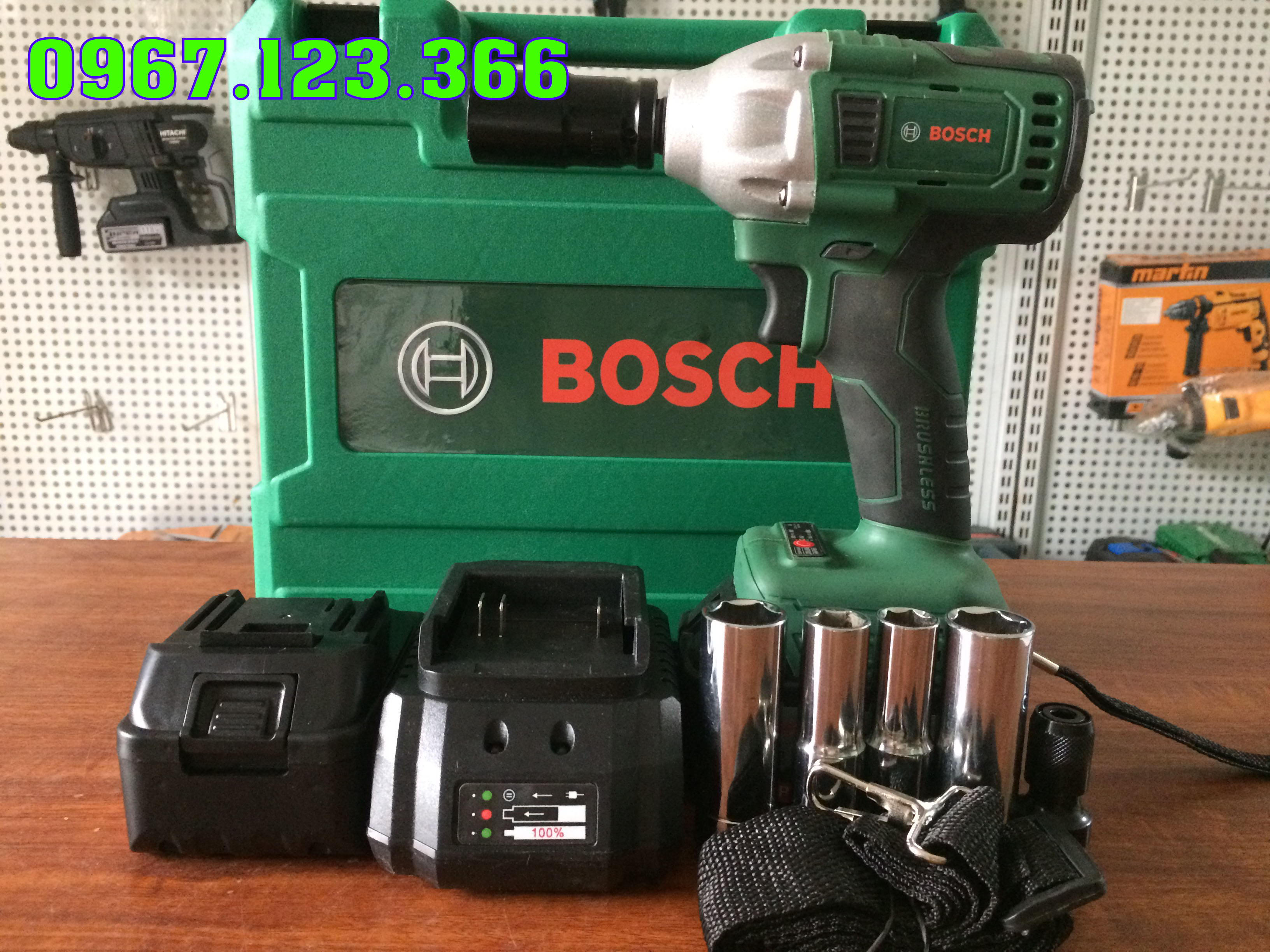 Máy siết bulong Bosch 118V 2 pin đầu 2 trong 1 100% dây đồng không chổi than
