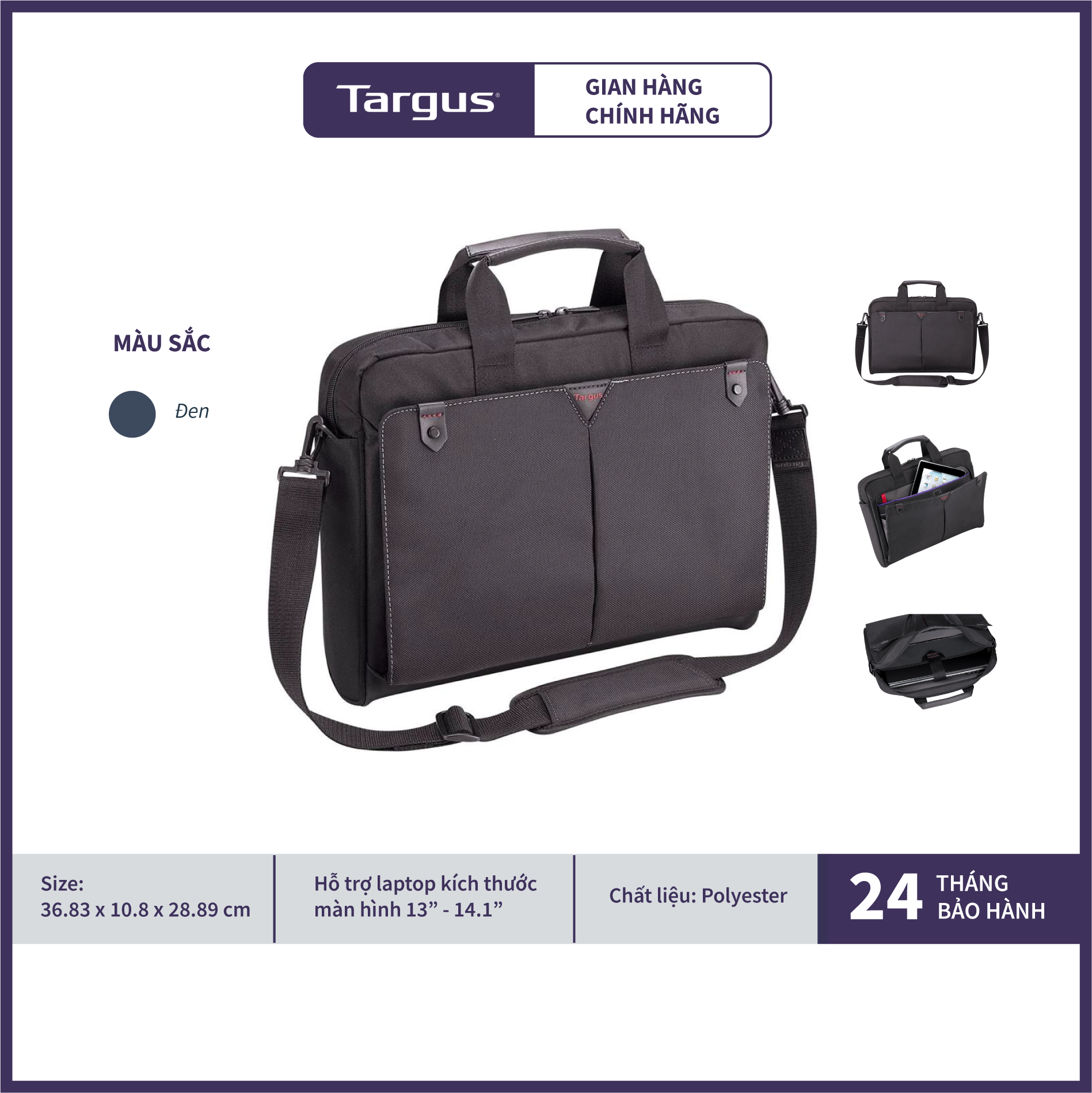 Túi Xách Laptop TARGUS CN514 13 inch - 14.1 inch Classic+ Toploading Case Chống Thấm Nước - Hàng Chính Hãng