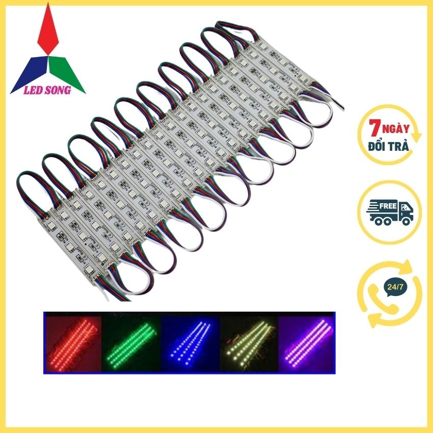 Led Hắt 3 Bóng 7 Màu rgb 12v Vỉ 20 Thanh