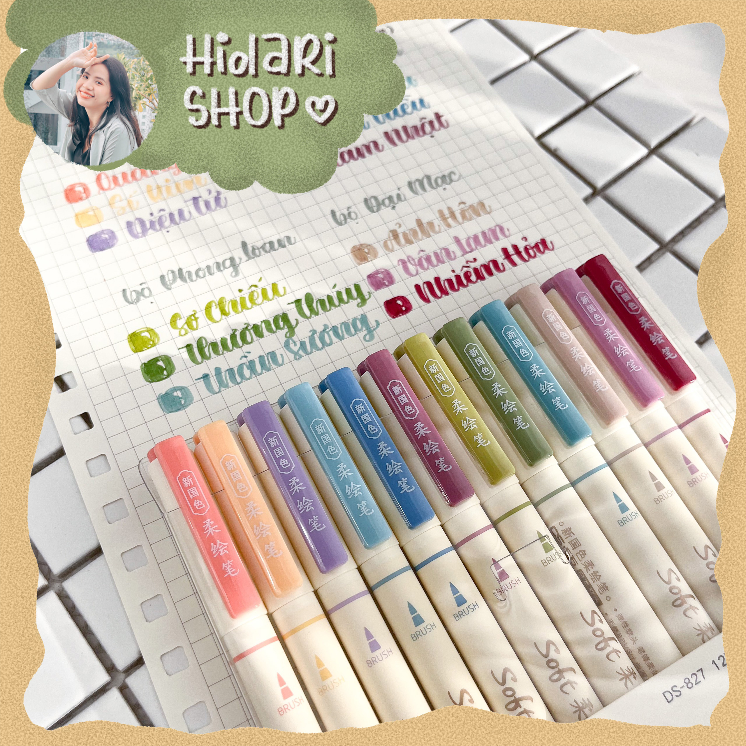 [Màu mới] Set 12 cây Bút Luyện Calligraphy Soft Brush Sign Pen - Hidari 5.0
