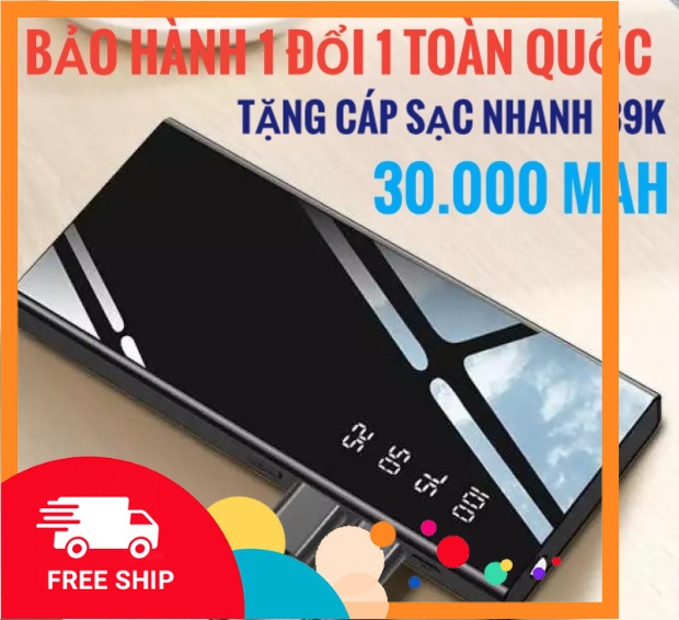 [BẢO HÀNH TOÀN QUỐC - TẶNG CÁP SẠC NHANH 39K ] - PIN DỰ PHÒNG LCD MẶT GƯƠNG DUNG LƯỢNG 30000MAH - SẠC DỰ PHÒNG CÓ ĐÈN LED HIỂN THỊ DUNG LƯỢNG PIN - HỖ TRỢ SẠC NHANH- PIN TRÂU GIÁ RẺ CỤC SẠC DỰ PHÒNG - Thương Hiệu Số 1 Việt Nam [Gương]