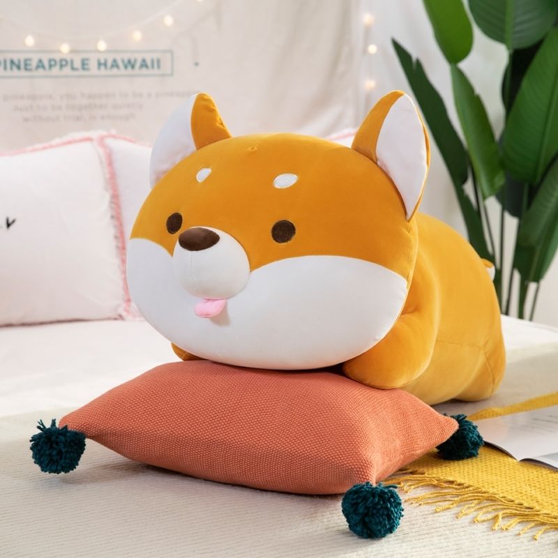 Gấu Bông Chó Shiba Biểu Cảm Cute, Shiba Le Lưỡi Màu Vàng Đáng Yêu, Chất Vải Miniso Cao Cấp