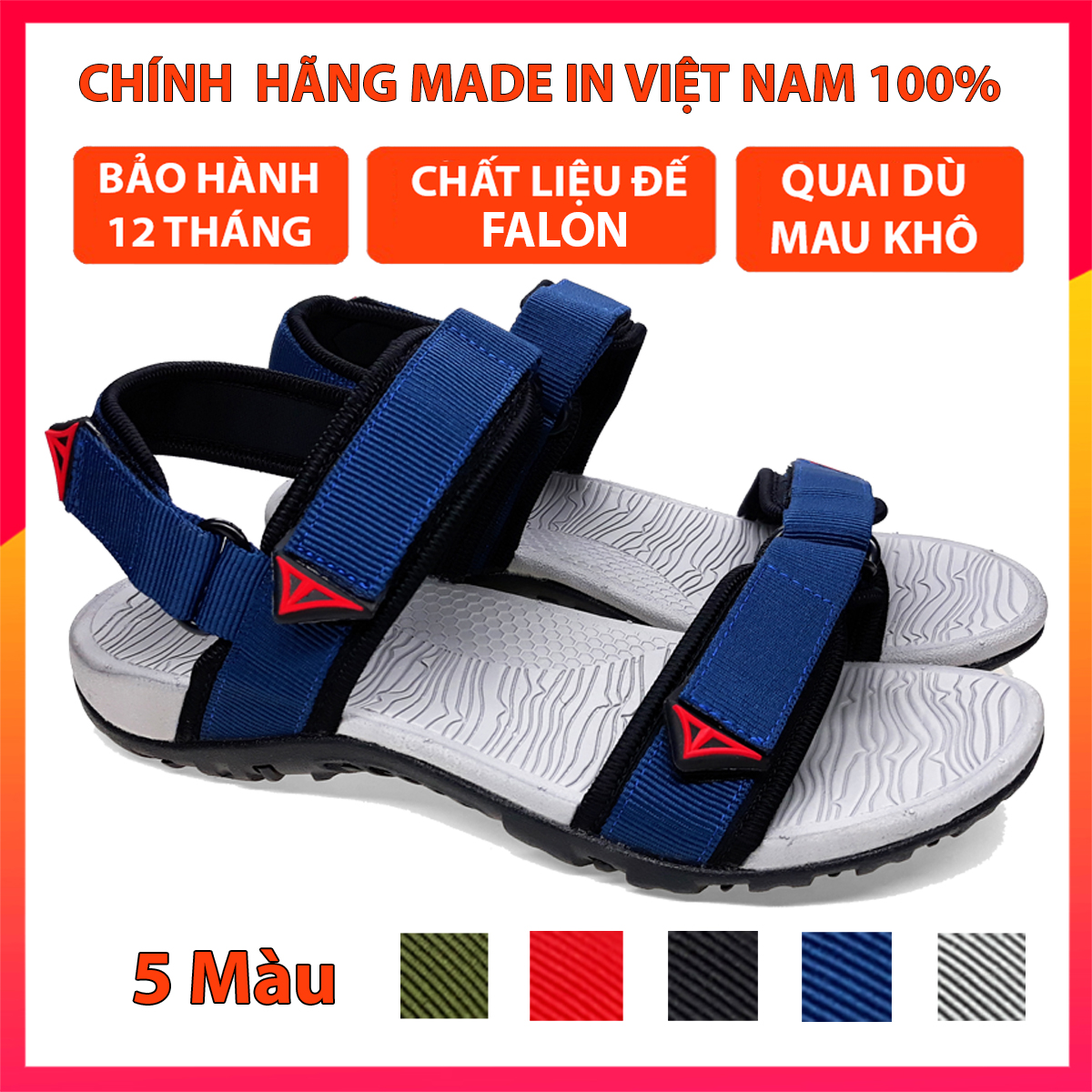 Sandal nam nữ đi học thời trang trẻ em và người lớn , màu xanh dương
