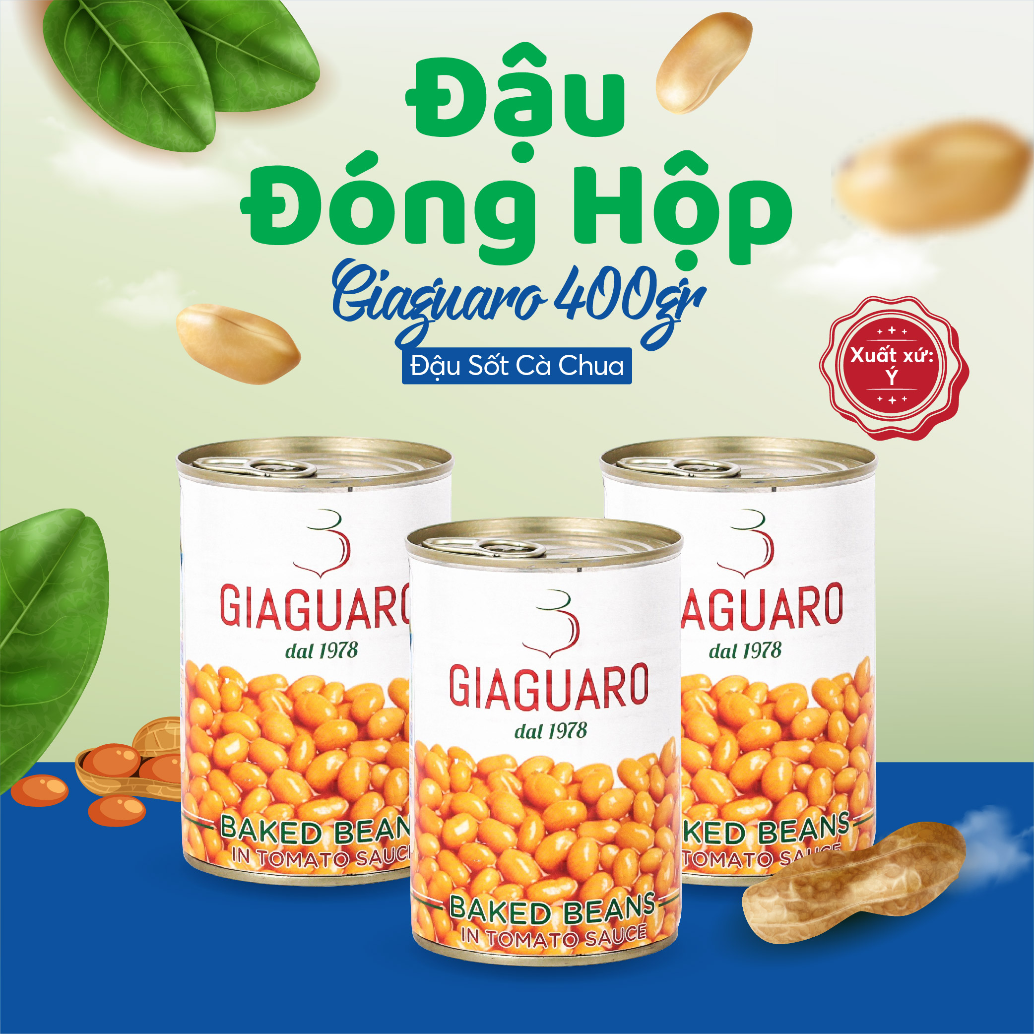Đậu sốt cà chua Giaguaro 400gr Italia