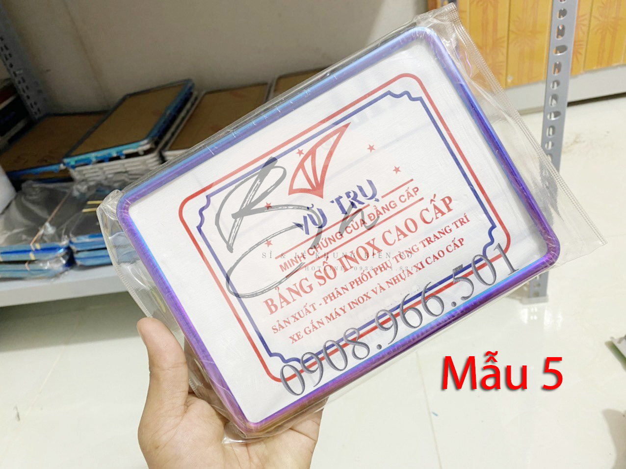 Khung biển số xe máy - mẫu 5 ms1 - viền titan cao cấp - tặng bulong, ốc vít