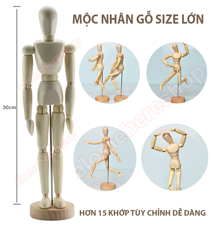 Người giả gổ rối mộc nhân (Size lớn 30cm)