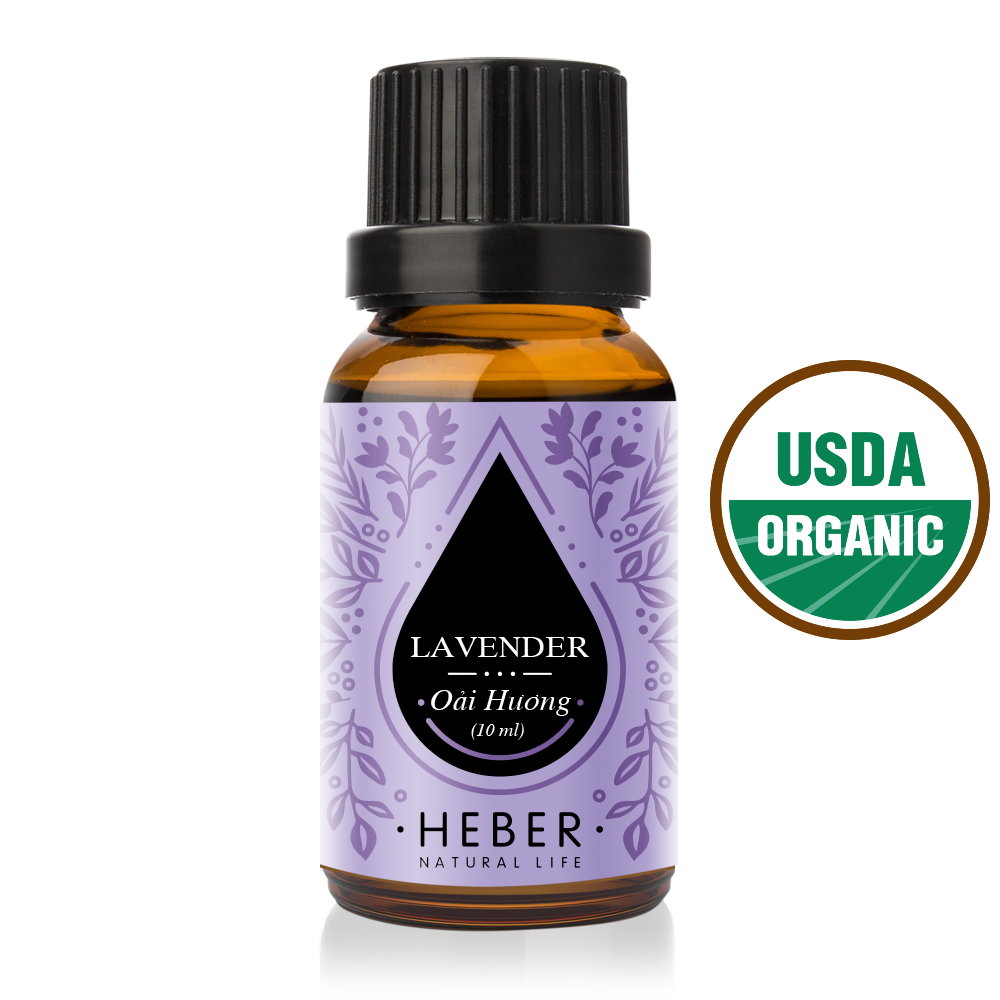 Tinh Dầu Oải Hương Lavender Essential Oil Heber Vietnam, 100% Thiên Nhiên Nguyên Chất, Cao Cấp Nhập Khẩu, Kiểm Nghiệm Quatest 3, Xông Thơm Phòng, Hương Dịu Nhẹ