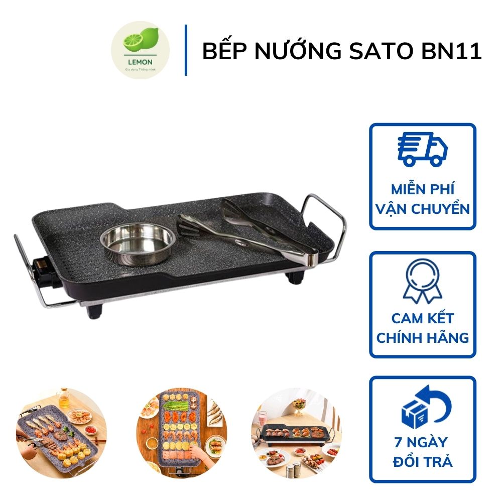 Bếp nướng điện không khói sato bn1511 - chảo nướng điện chống dính, tiết kiệm điện