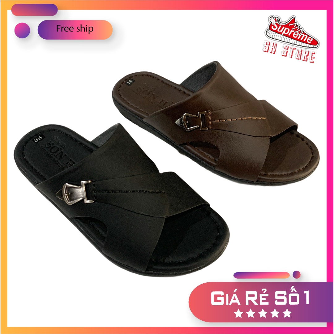 (CÓ SIZE TO)[MIỄN SHIP]Dép quai ngang nam da bò 100% cao cấp SƠN HÀ