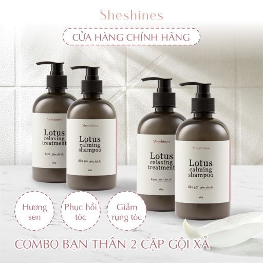 Combo 2 cặp Dầu gội và Kem xả của Lotus Sheshines