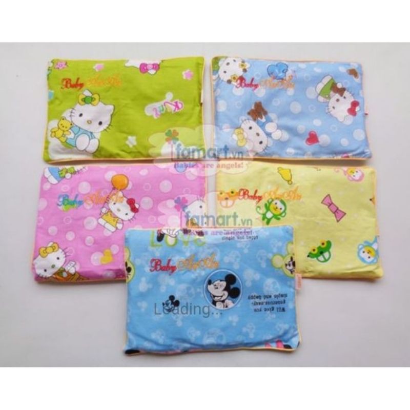 Gối Vỏ Đỗ / Gối Bông Cho Bé Sơ Sinh Vải Thô Lụa Hàn 23X32Cm