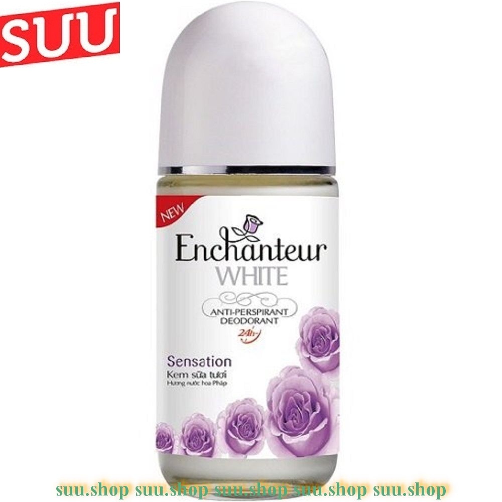 Lăn Khử Mùi Dưỡng Trắng Enchanteur màu tím dạng sữa 50ml