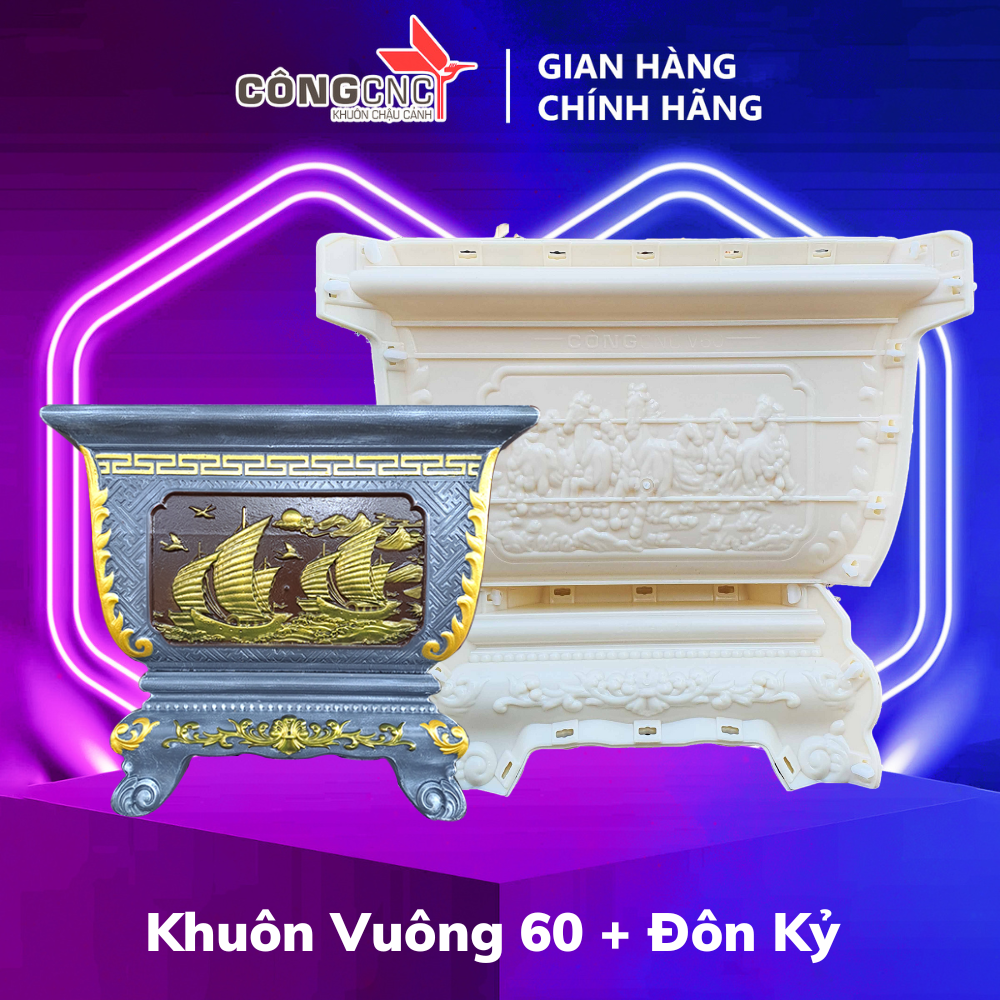 Khuôn chậu vuông 60 kèm chân kỷ