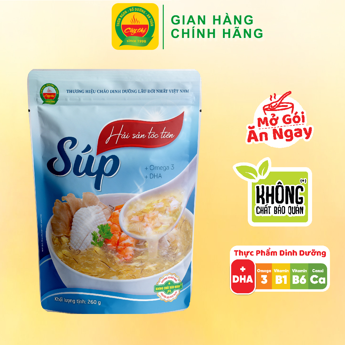 Súp nui hải sản tóc tiên - cây thị
